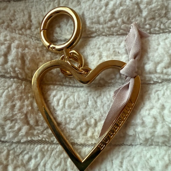Burberry Accessories - Burberry Gold Heart Keyring/Bagcharm with Ribbon